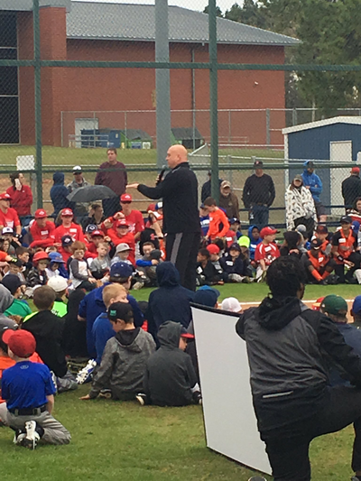 Hall of Famer Cal Ripken Jr. speaks at the Chevy Youth Baseball event at the PT Field of Dreams Saturday March 4, 2017